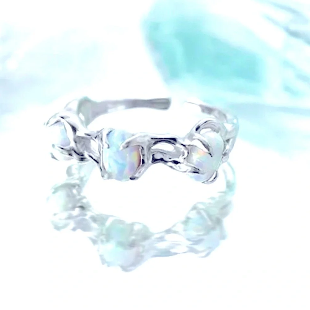 Opal Ring, Adjustable Ring, 925 Silver‎ Statement Ring, Women